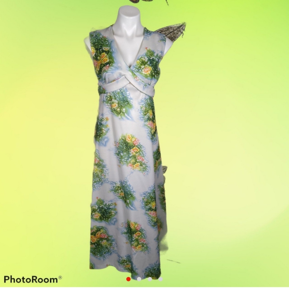 60s floral maxi dress groovy vintage 70s m